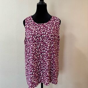 Halogen Purple and White Patterned Tank Top